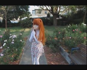 Kigurumi girl in the park :3